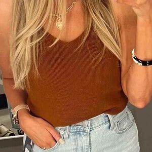 a new day Women's XXL Ribbed Camisole Tank Top - Warm Rust